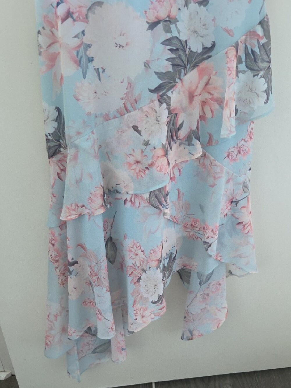 Ever New Powder Blue Floral Ruffle Wedding Dress - Picture 4 of 4